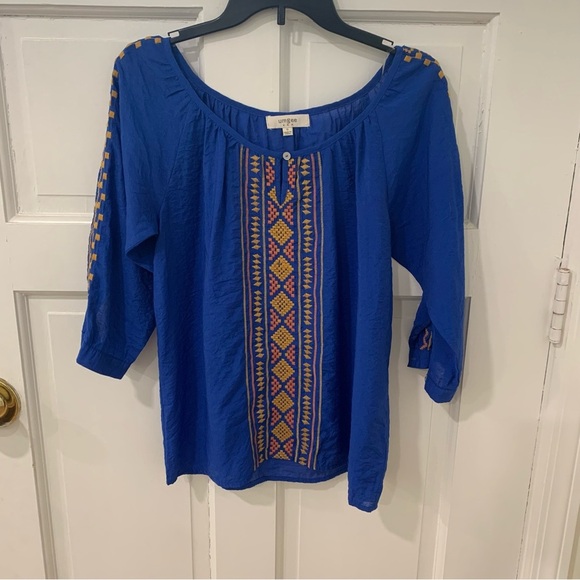 Umgee Tops - Umgee Women’s Embroidered Boho Lightweight Blue Long Sleeve Top Blouse Size S